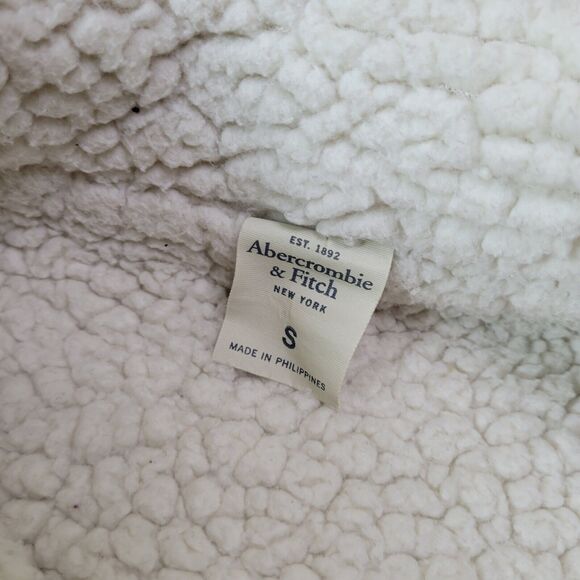 Abercrombie & Fitch Gray Moto Jacket Coat Womens Small Bomber Fleece - Picture 8 of 13